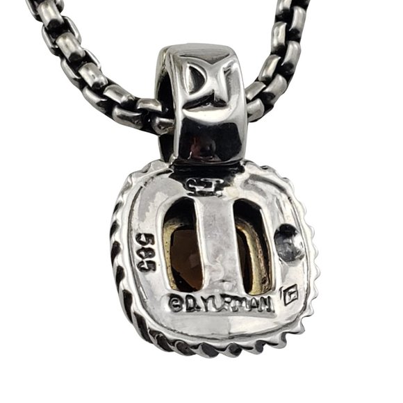 David Yurman Sterling Silver and 14 Karat Yellow Gold Citrine Pendant Necklace - Picture 6 of 8